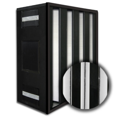 24x24x12 HighCell Turbine Black Box 4 V-Cell ASHRAE 95% Dual Phase Gas Turbine Filter Plastic Frame Box Style Gasket Up Stream