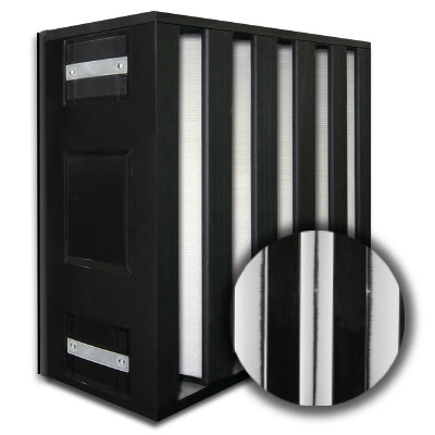 24x24x12 HighCell Turbine Black Box 5 V-Cell DOP Gas Turbine Filter Plastic Frame Box Style Gasket Down Stream