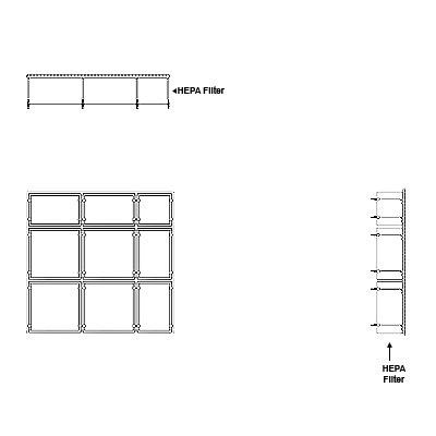Aire-Loc HEPA Front Load Grid Assembly 2 1/2 High 2-1/2 Wide 6-Inch HEPA Filter
