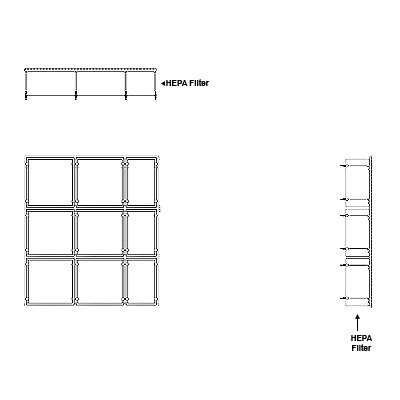 Aire-Loc HEPA Front Load Grid Assembly 3 High 2-1/2 Wide 6-Inch HEPA Filter