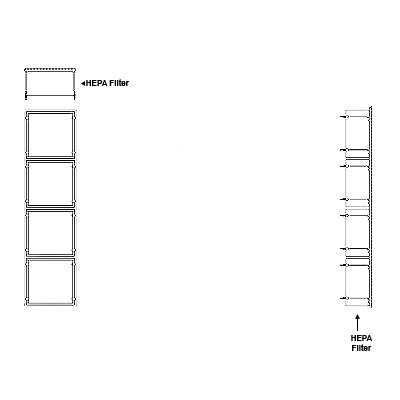 Aire-Loc HEPA Front Load Grid Assembly 4 High 1 Wide 6-Inch HEPA Filter