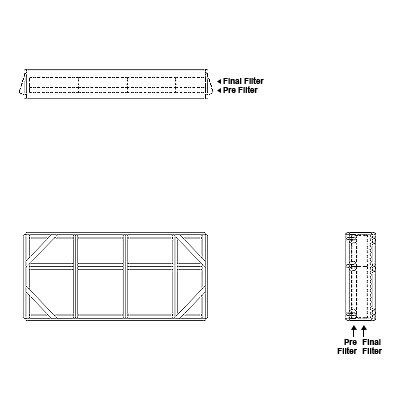 Aire-Loc Side Access Double Flat Bank Filter Housing 1-1/2 High 3-1/2 Wide 2-Inch Pre-Filter / 2-Inch Final-Filter
