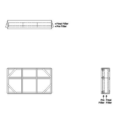Aire-Loc Side Access Double Flat Bank Filter Housing 1-1/2 High 3 Wide 2-Inch Pre-Filter / 2-Inch Final-Filter