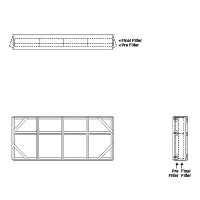 Aire-Loc Side Access Double Flat Bank Filter Housing 1-1/2 High 4 Wide 2-Inch Pre-Filter / 2-Inch Final-Filter