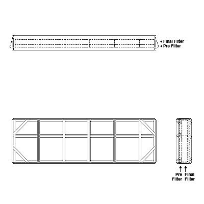 Aire-Loc Side Access Double Flat Bank Filter Housing 1-1/2 High 5-1/2 Wide 2-Inch Pre-Filter / 2-Inch Final-Filter