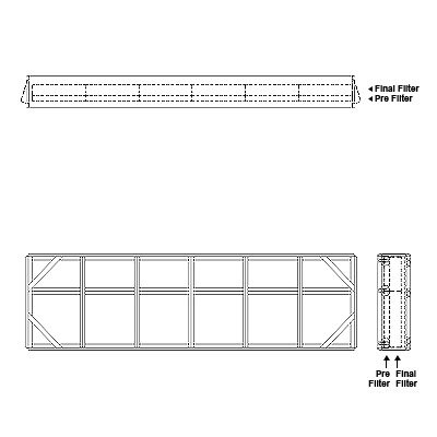 Aire-Loc Side Access Double Flat Bank Filter Housing 1-1/2 High 6 Wide 2-Inch Pre-Filter / 2-Inch Final-Filter