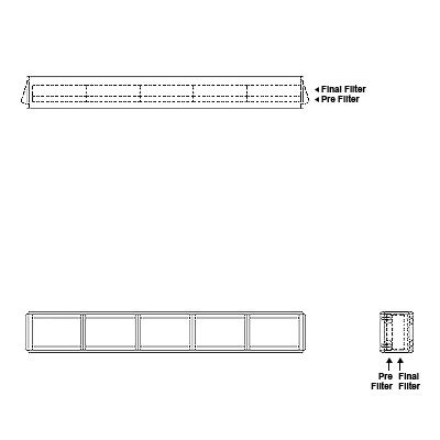 Aire-Loc Side Access Double Flat Bank Filter Housing 1/2 High 5 Wide 2-Inch Pre-Filter / 2-Inch Final-Filter