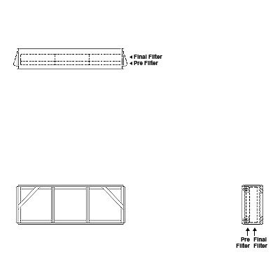 Aire-Loc Side Access Double Flat Bank Filter Housing 1 High 3 Wide 2-Inch Pre-Filter / 2-Inch Final-Filter