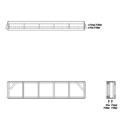 Aire-Loc Side Access Double Flat Bank Filter Housing 1 High 5 Wide 2-Inch Pre-Filter / 2-Inch Final-Filter