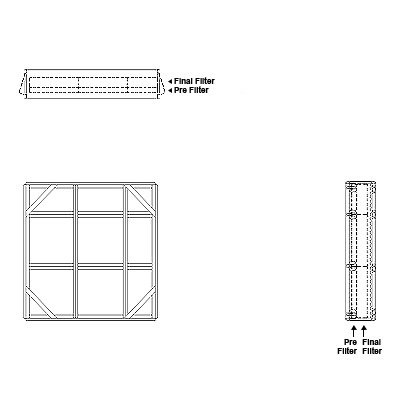 Aire-Loc Side Access Double Flat Bank Filter Housing 2-1/2 High 2-1/2 Wide 2-Inch Pre-Filter / 2-Inch Final-Filter