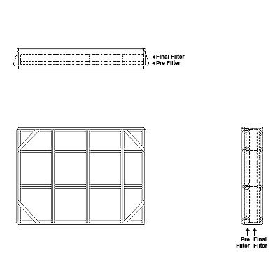 Aire-Loc Side Access Double Flat Bank Filter Housing 2-1/2 High 3-1/2 Wide 2-Inch Pre-Filter / 2-Inch Final-Filter