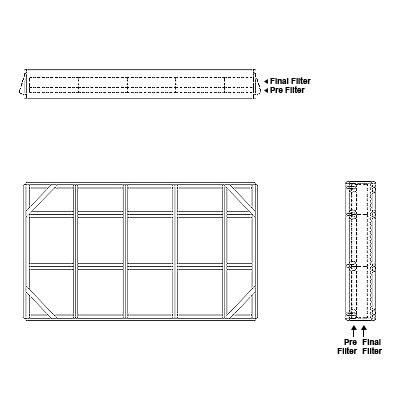 Aire-Loc Side Access Double Flat Bank Filter Housing 2-1/2 High 4-1/2 Wide 2-Inch Pre-Filter / 2-Inch Final-Filter