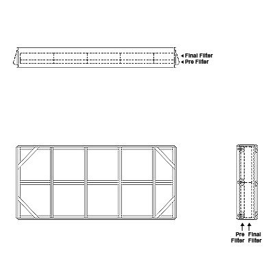 Aire-Loc Side Access Double Flat Bank Filter Housing 2 High 4-1/2 Wide 2-Inch Pre-Filter / 2-Inch Final-Filter