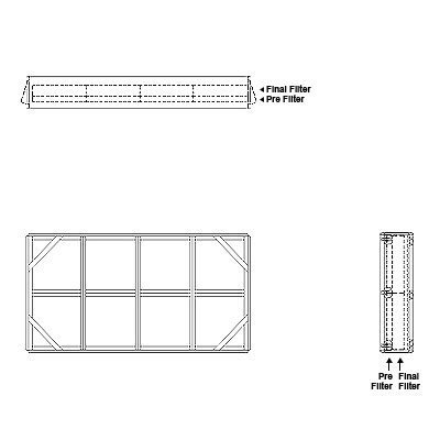 Aire-Loc Side Access Double Flat Bank Filter Housing 2 High 4 Wide 2-Inch Pre-Filter / 2-Inch Final-Filter