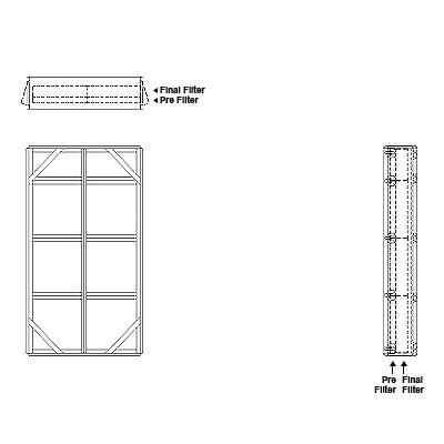 Aire-Loc Side Access Double Flat Bank Filter Housing 3-1/2 High 2 Wide 2-Inch Pre-Filter / 2-Inch Final-Filter