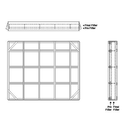 Aire-Loc Side Access Double Flat Bank Filter Housing 3-1/2 High 4-1/2 Wide 2-Inch Pre-Filter / 2-Inch Final-Filter
