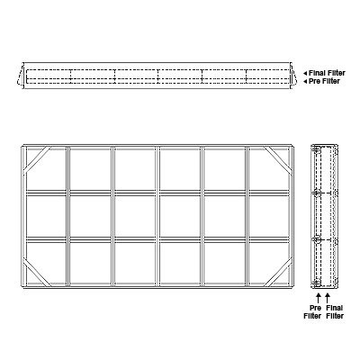 Aire-Loc Side Access Double Flat Bank Filter Housing 3 High 6 Wide 2-Inch Pre-Filter / 2-Inch Final-Filter