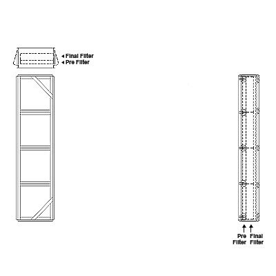 Aire-Loc Side Access Double Flat Bank Filter Housing 4 High 1 Wide 2-Inch Pre-Filter / 2-Inch Final-Filter