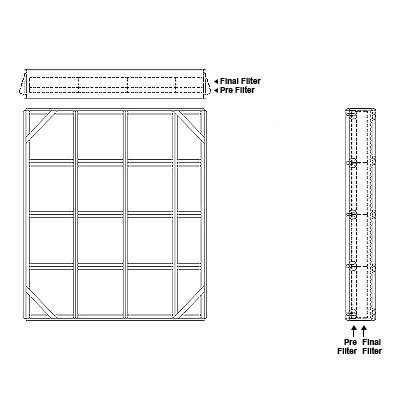 Aire-Loc Side Access Double Flat Bank Filter Housing 4 High 3-1/2 Wide 2-Inch Pre-Filter / 2-Inch Final-Filter