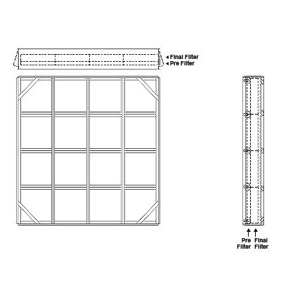 Aire-Loc Side Access Double Flat Bank Filter Housing 4 High 4 Wide 2-Inch Pre-Filter / 2-Inch Final-Filter