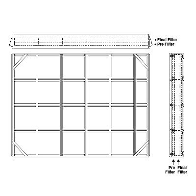 Aire-Loc Side Access Double Flat Bank Filter Housing 4 High 5-1/2 Wide 2-Inch Pre-Filter / 2-Inch Final-Filter