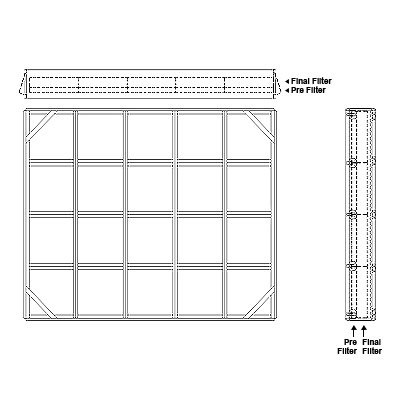 Aire-Loc Side Access Double Flat Bank Filter Housing 4 High 5 Wide 2-Inch Pre-Filter / 2-Inch Final-Filter