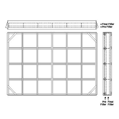 Aire-Loc Side Access Double Flat Bank Filter Housing 4 High 6 Wide 2-Inch Pre-Filter / 2-Inch Final-Filter