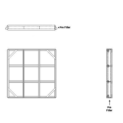 Aire-Loc Side Access Flat Bank Filter Housing 3 High 3 Wide 2-Inch Pre-Filter