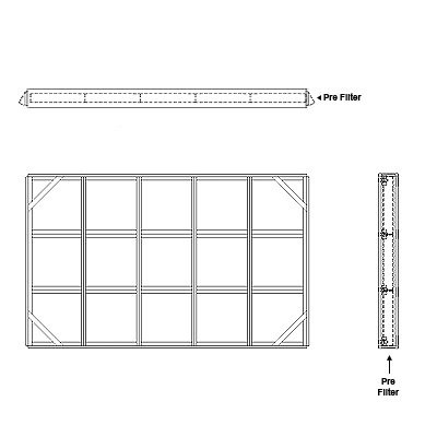 Aire-Loc Side Access Flat Bank Filter Housing 3 High 5 Wide 2-Inch Pre-Filter