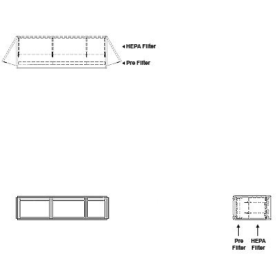 Aire-Loc Side Access HEPA Bolt-Lock Filter Housing 1/2 High 2-1/2 Wide No Pre-Filter 22-Inch Depth