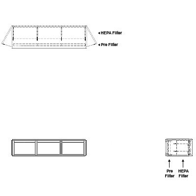 Aire-Loc Side Access HEPA Bolt-Lock Filter Housing 1/2 High 3 Wide No Pre-Filter 22-Inch Depth