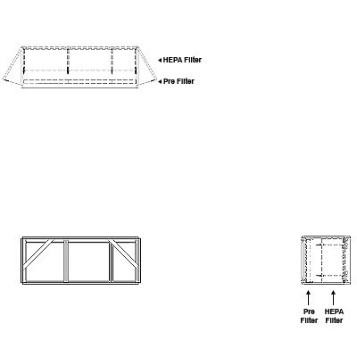 Aire-Loc Side Access HEPA Bolt-Lock Filter Housing 1 High 2-1/2 Wide No Pre-Filter 22-Inch Depth