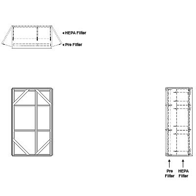 Aire-Loc Side Access HEPA Bolt-Lock Filter Housing 2 1/2 High 1-1/2 Wide No Pre-Filter 22-Inch Depth