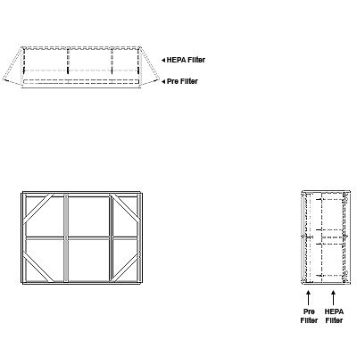 Aire-Loc Side Access HEPA Bolt-Lock Filter Housing 2 High 2-1/2 Wide No Pre-Filter 22-Inch Depth