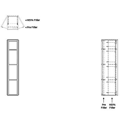 Aire-Loc Side Access HEPA Bolt-Lock Filter Housing 3 1/2 High 1/2 Wide No Pre-Filter 22-Inch Depth