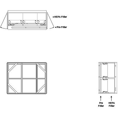 Aire-Loc Side Access HEPA Crank-Lock Filter Housing 2 High 2-1/2 Wide 2-Inch Pre-Filter 32-Inch Depth