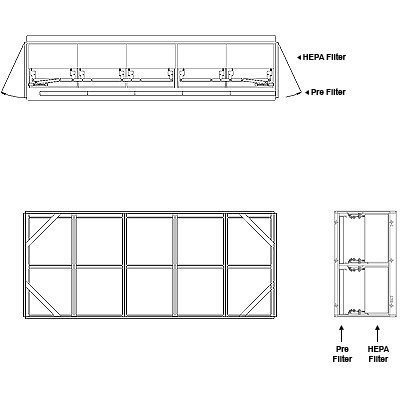 Aire-Loc Side Access HEPA Crank-Lock Filter Housing 2 High 5 Wide 2-Inch Pre-Filter 32-Inch Depth