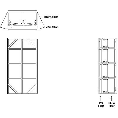 Aire-Loc Side Access HEPA Crank-Lock Filter Housing 3 1/2 High 2 Wide 2-Inch Pre-Filter 32-Inch Depth