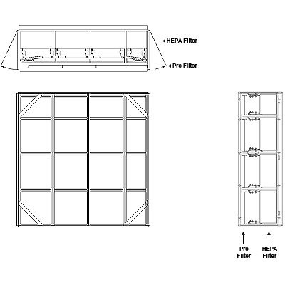 Aire-Loc Side Access HEPA Crank-Lock Filter Housing 3 1/2 High 3-1/2 Wide No Pre-Filter 28-Inch Depth