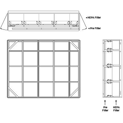 Aire-Loc Side Access HEPA Crank-Lock Filter Housing 3 1/2 High 4-1/2 Wide 2-Inch Pre-Filter 32-Inch Depth