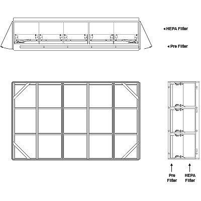 Aire-Loc Side Access HEPA Crank-Lock Filter Housing 3 High 5 Wide 2-Inch Pre-Filter 32-Inch Depth