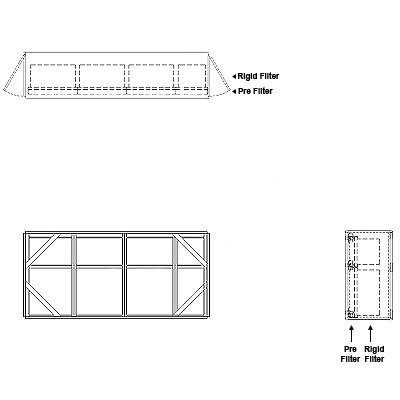 Aire-Loc Side Access Standard Filter Housing 1-1/2 High 3-1/2 Wide 2-Inch Pre-Filter 22-Inch Depth 1-Inch Header