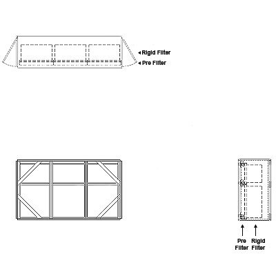 Aire-Loc Side Access Standard Filter Housing 1-1/2 High 3 Wide 2-Inch Pre-Filter 22-Inch Depth 1-Inch Header