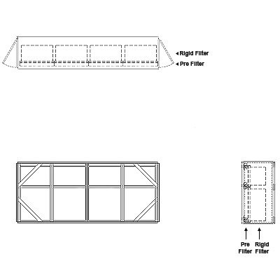 Aire-Loc Side Access Standard Filter Housing 1-1/2 High 4 Wide 2-Inch Pre-Filter 22-Inch Depth 1-Inch Header