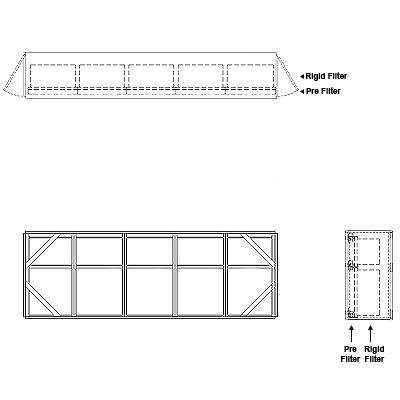 Aire-Loc Side Access Standard Filter Housing 1-1/2 High 5 Wide 2-Inch Pre-Filter 22-Inch Depth 1-Inch Header