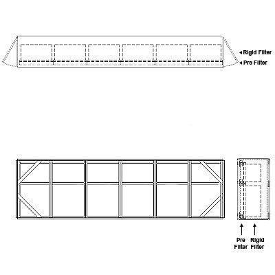 Aire-Loc Side Access Standard Filter Housing 1-1/2 High 6 Wide 2-Inch Pre-Filter 22-Inch Depth 1-Inch Header