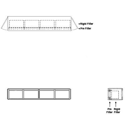 Aire-Loc Side Access Standard Filter Housing 1/2 High 4 Wide 2-Inch Pre-Filter 22-Inch Depth 1-Inch Header