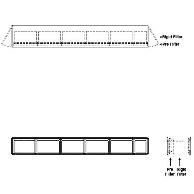 Aire-Loc Side Access Standard Filter Housing 1/2 High 5-1/2 Wide 2-Inch Pre-Filter 22-Inch Depth 1-Inch Header