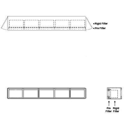 Aire-Loc Side Access Standard Filter Housing 1/2 High 5 Wide 2-Inch Pre-Filter 22-Inch Depth 1-Inch Header