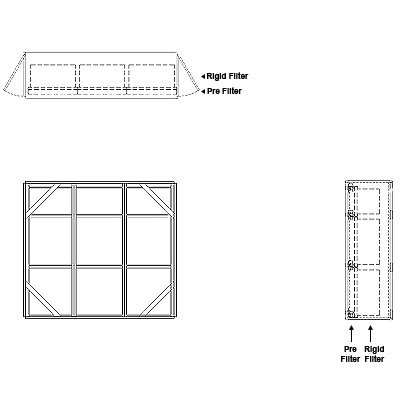 Aire-Loc Side Access Standard Filter Housing 2-1/2 High 3 Wide 2-Inch Pre-Filter 22-Inch Depth 1-Inch Header